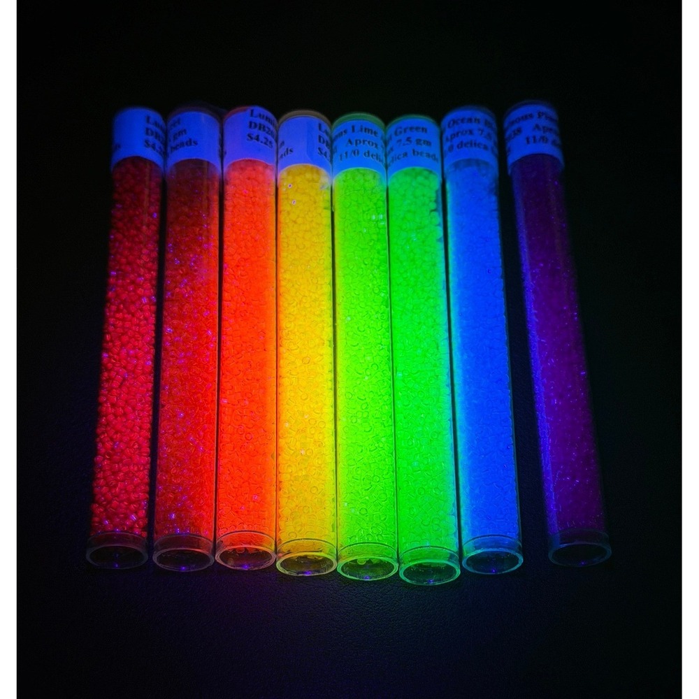 Miyuki Luminous Delica Bead Set 11/0 Seed Beads Rainbow Neon 8 Tubes 7.5g
